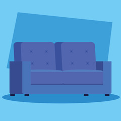 couch comfortable blue color icon vector illustration design