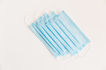 Disposable medical face mask. Prevention of the Covid-19 pandemic virus. Antiviral medical mask for protection from flu diseases. Medical respiratory. Place for text