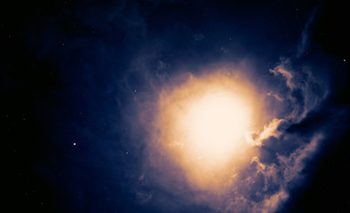 Obraz na płótnie Canvas Space background with big nebula and stars.