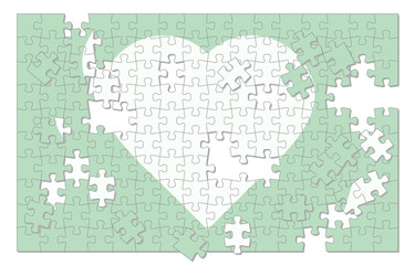 Fototapeta premium 未完成のハートジグソーパズル ベクターイラスト