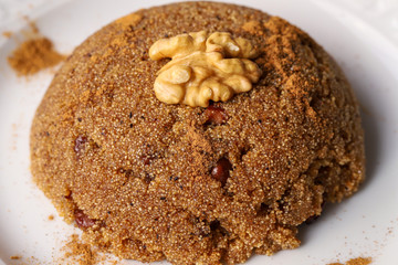 Turkish style semolina halva dessert.