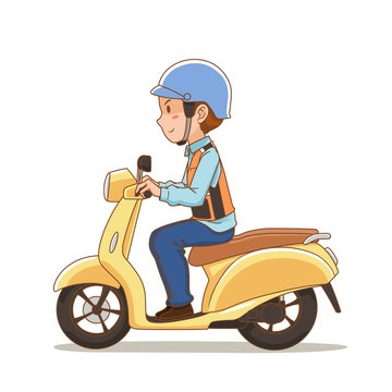 Cartoon character of  motorbike taxi rider.