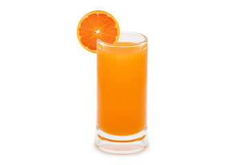 100% Orange juice isolated on white background.