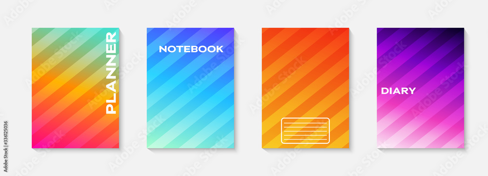 Aufkleber Minimal vector abstract cover notebook design. Planner and diary cover for print. Abstract design for copybook brochures and school books. Notebook paper. Brochure, book, magazine template