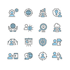 Global business vector icons set
