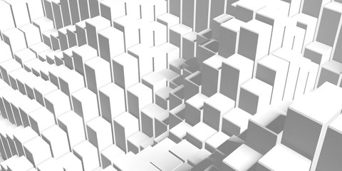 White cubes structure. Abstract futuristic background.