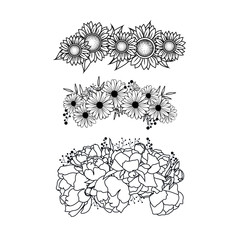 Vector Flower crown. Diadem. Head wreath. flower halo. decoration. Headband. Flower Headband.