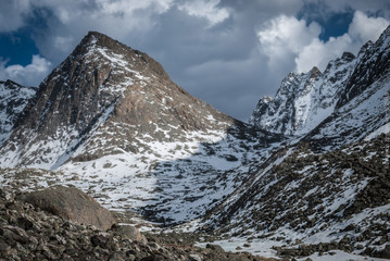 Mountain peak in the light of the sun, Altai mountains