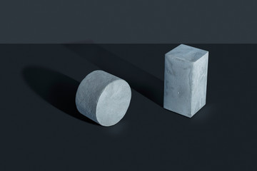 Simple concrete figures located on a dark background