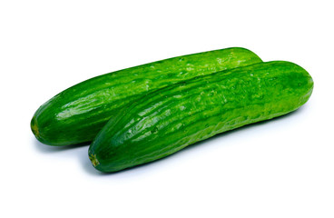 Cucumbers fresh vegetable on white background isolation