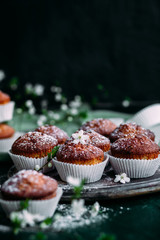 Muffins on the table. Breakfast. Dessert.