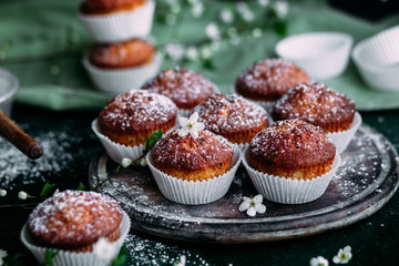 Muffins on the table. Breakfast. Dessert.
