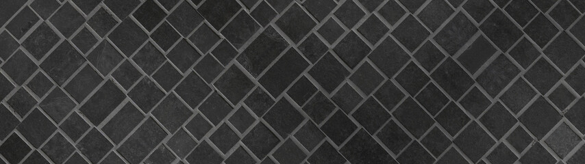 Black anthracite concrete cement stone square rectangular cubes texture background banner panorama