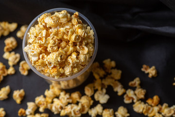 Popcorn in a large bucket.
