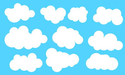 Set of clouds. Cloud icon on a blue background. Vector illustration.