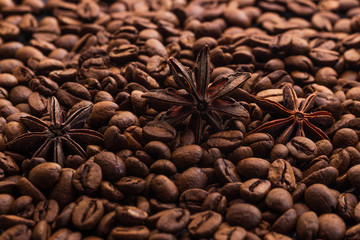 Anis on the background of grain coffee