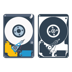 Hard drive. Hard drive is a storage device. Computer part for data storage. Vector illustration for design and web isolated on a white background.