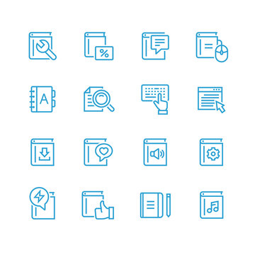 Book icon set in thin line style
