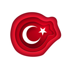 Cutting paper style Turkish Flag