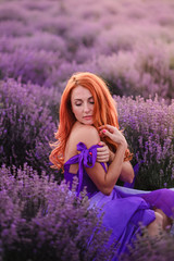 Portrait of a young beautiful woman in lavender.
