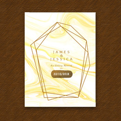 Abstract Marble Texture Wedding Invitation Card Template With Frame