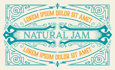 Vintage Organic Jam Label with Floral Elements