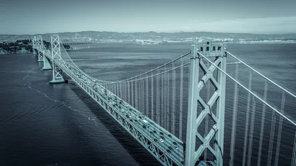 No drill light filtering roller blinds Golden Gate Bridge bridge in the fog