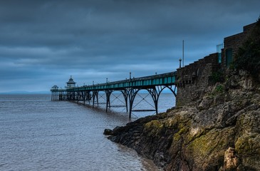 Beautiful scenery of the  Clevedon pier over the River Severn estuary