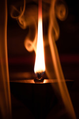flame and fumes of smoke streak creating a curtain effect