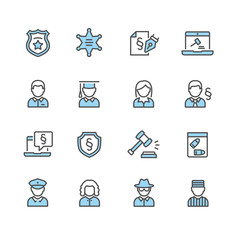 Vector justice and legal icon set
