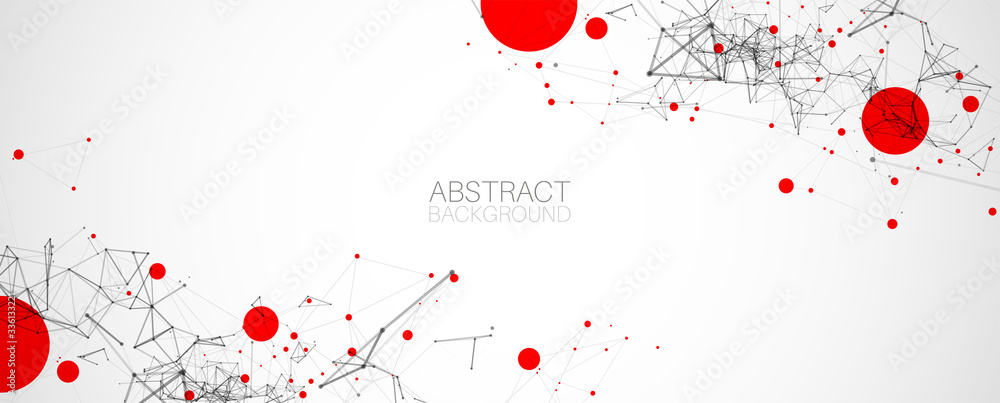 Wall mural template for science and technology presentation. plexus style background.