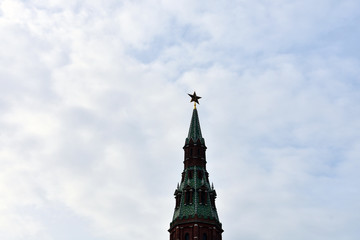 Fototapeta na wymiar Tower of Moscow Kremlin, blue sky background