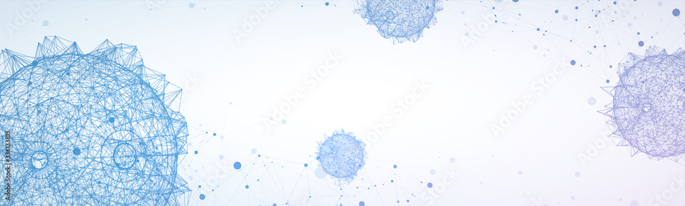 Poster Abstract sphere background with plexus effect. 3D surface.