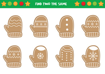 Find two the same gingerbread mittens.