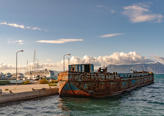 Obraz premium Old argosy near Corfu island coast.