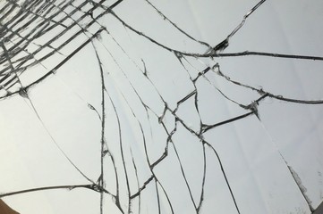 Broken glass on a mirror