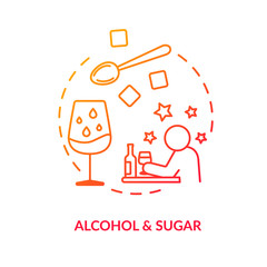 Alcohol and sugar concept icon. Sommelier tips, degustation advice idea thin line illustration. Evaluating wine by droplets in glass. Vector isolated outline RGB color drawing