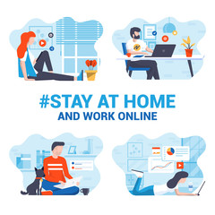 Flat Modern design Illustration of Stay at home and work online