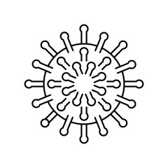 Sign caution COVID-19 coronavirus vector icon in flat style
