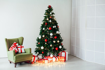 lights with Christmas tree and holiday holiday interior gifts