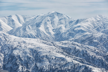 Chimgan mountains in Uzbekistan in spring day