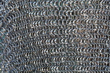 Chain mail texture from durable metal close up