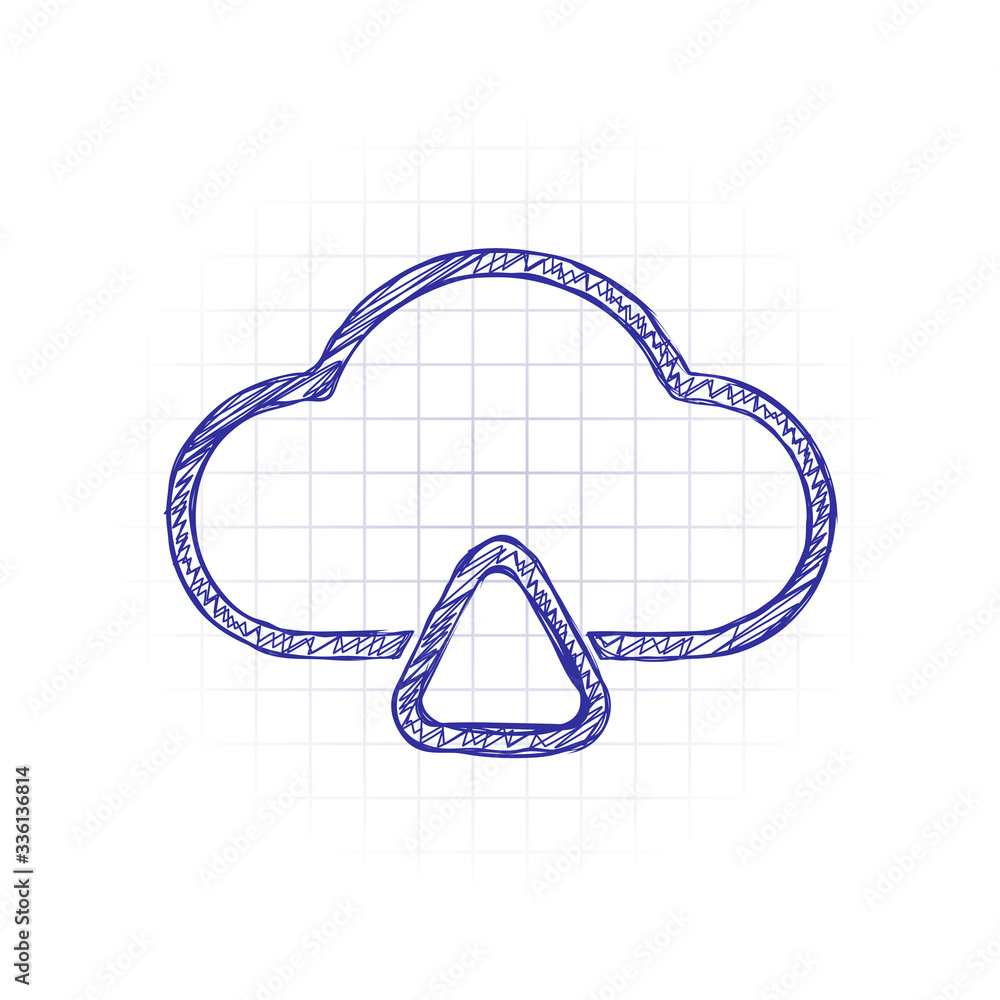 Poster outline upload simple cloud icon. linear symbol with thin outline. hand drawn sketched picture with 