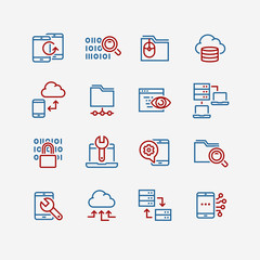 Set of custom development outline icons
