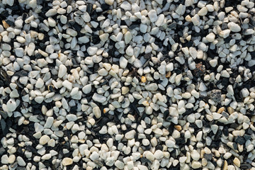 Background image of small black and white round pebbles