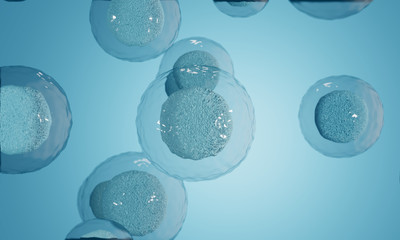 Stem cells under a microscope. 3d rendering - illustration.