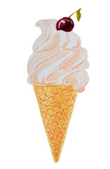 Ice cream cone and chery