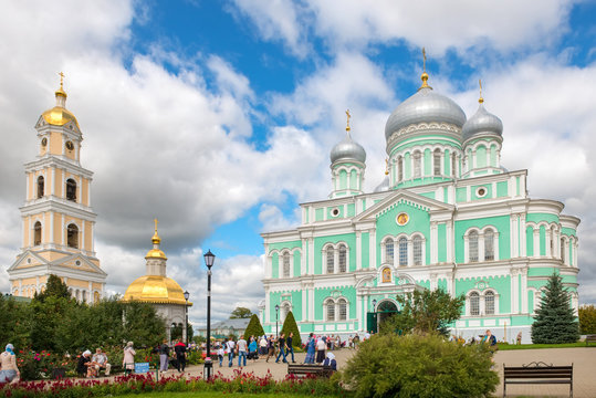 DIVEEVO, RUSSIA - AUGUST 25, 2019: Trinity Cathedral of the Trinity Seraphim-Diveevo monastery in the village of Diveevo