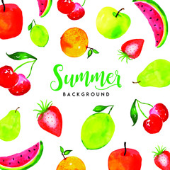Summer Watercolor Fruits Multipurpose Background