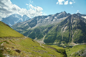 scenic alpine summer landscape. natural mountain background.